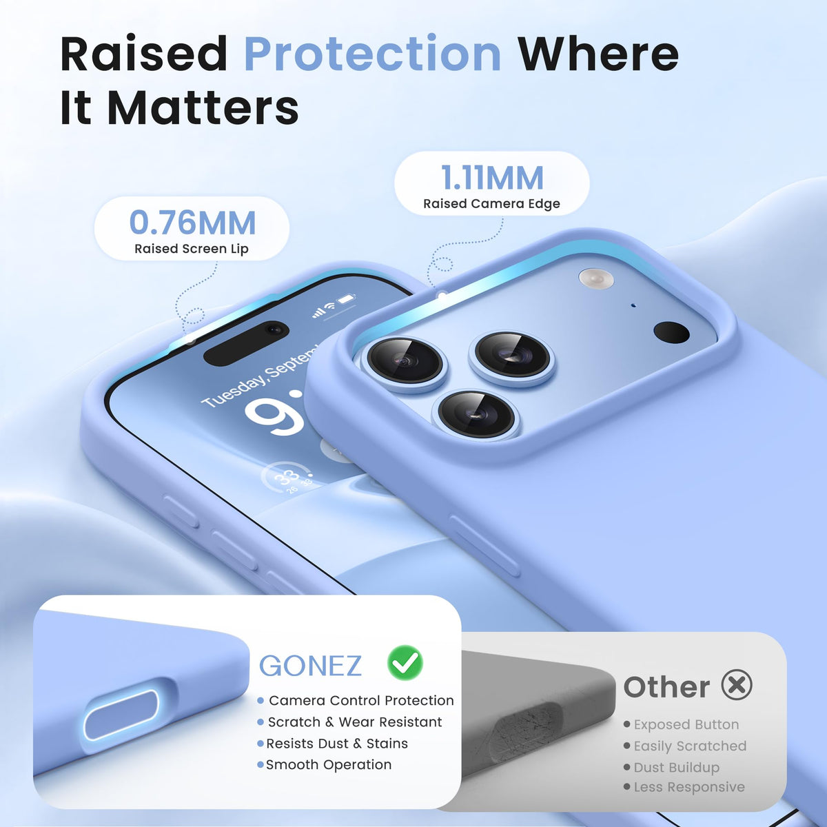 GONEZ for iPhone 18 Pro Case, Gulf Blue