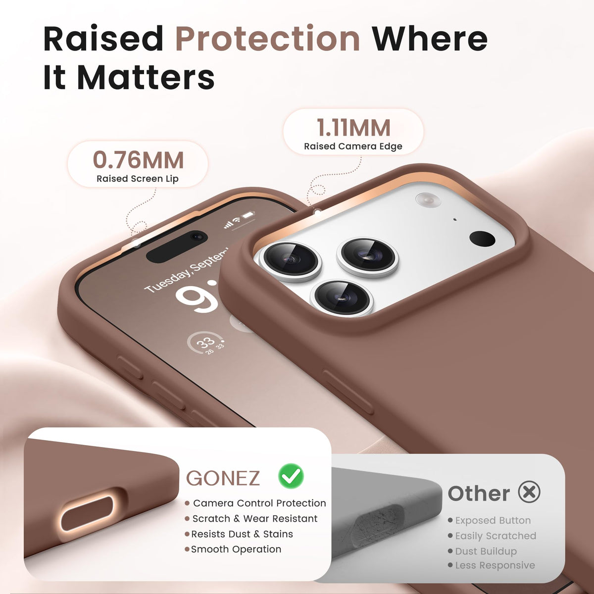 GONEZ Magnetic for iPhone 18 Pro Case/iPhone 17 Pro Case, Silicone Cover Brown