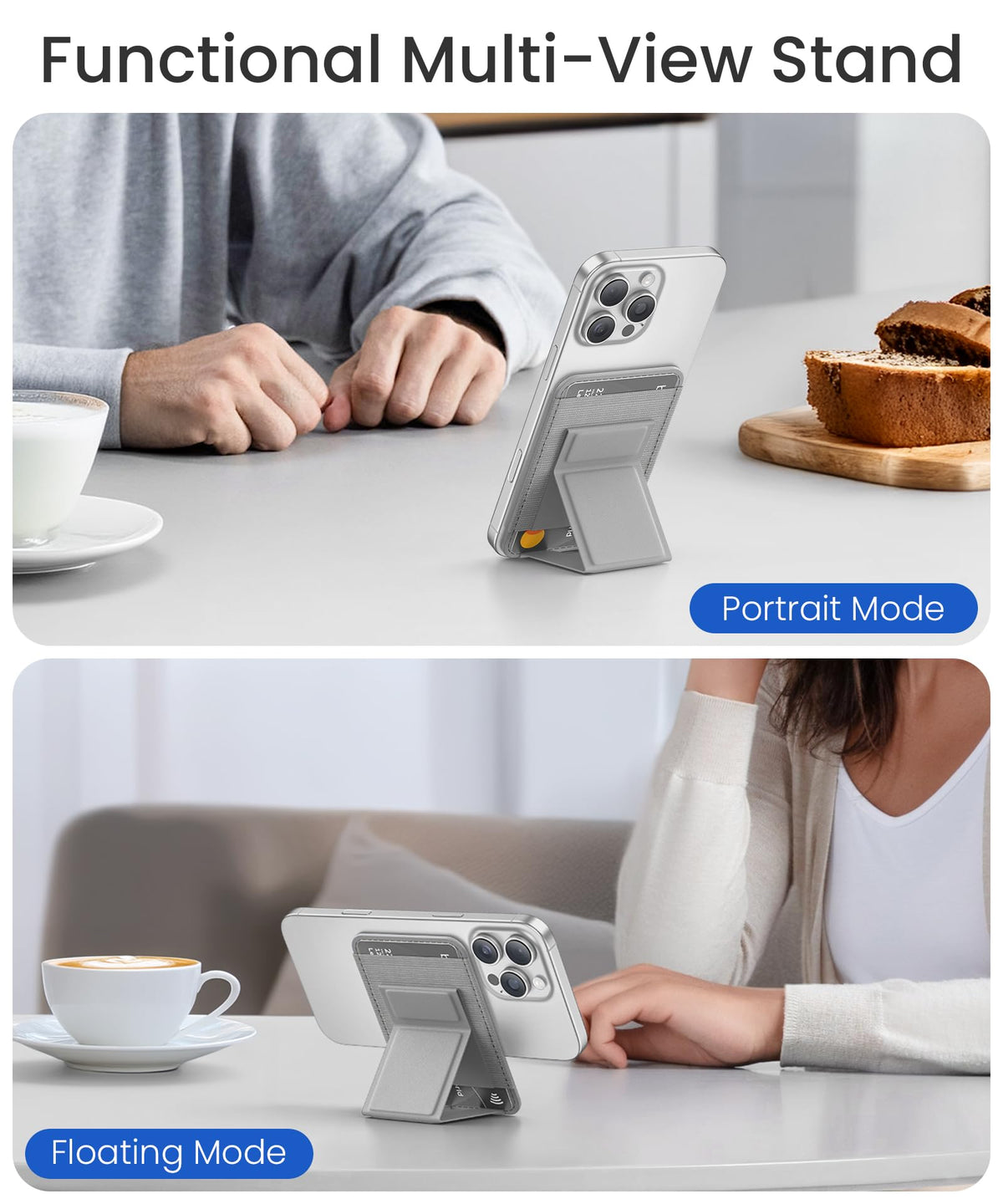 GONEZ for MagSafe Wallet with Stand,Light Grey