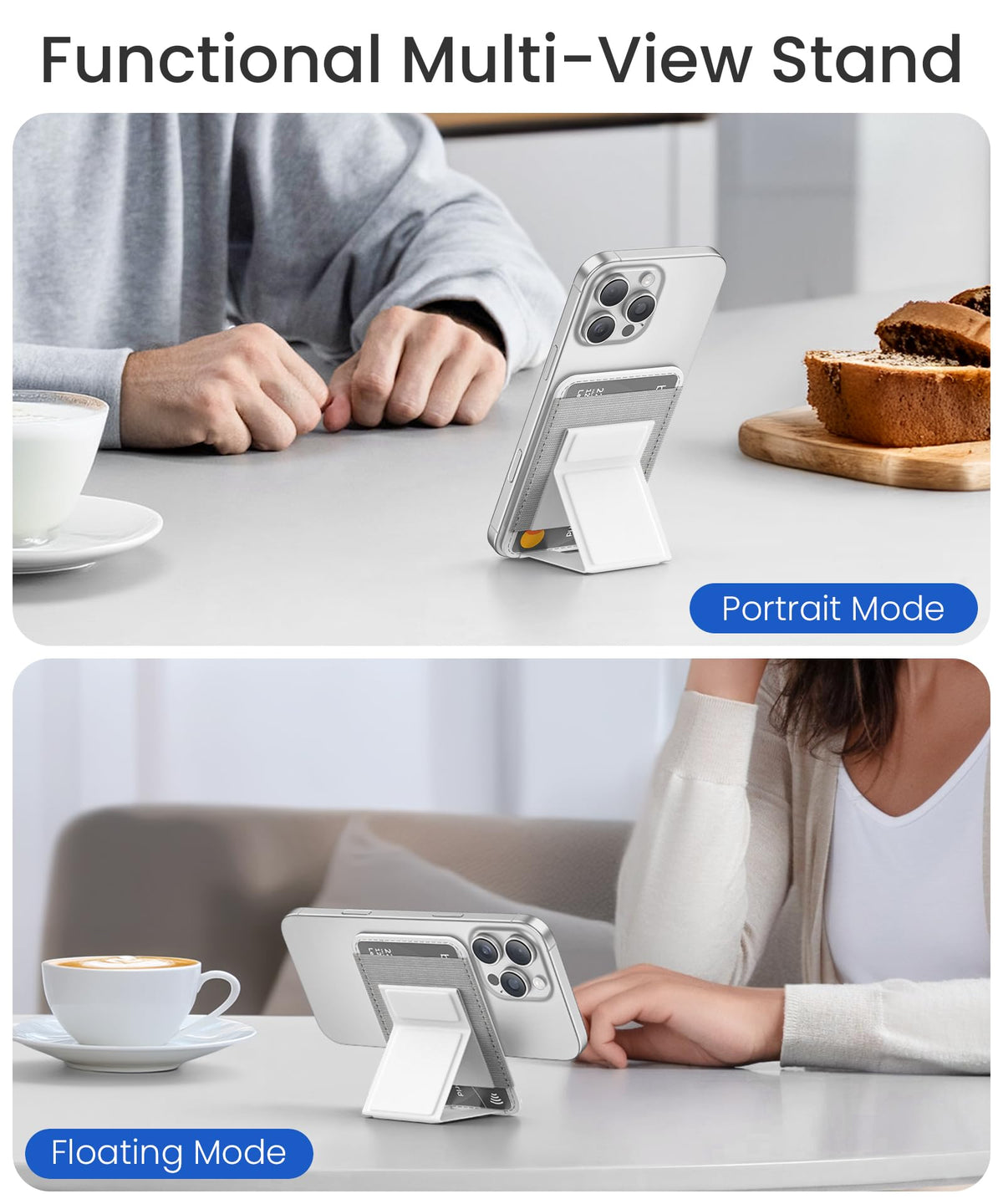 GONEZ for MagSafe Wallet with Stand, White