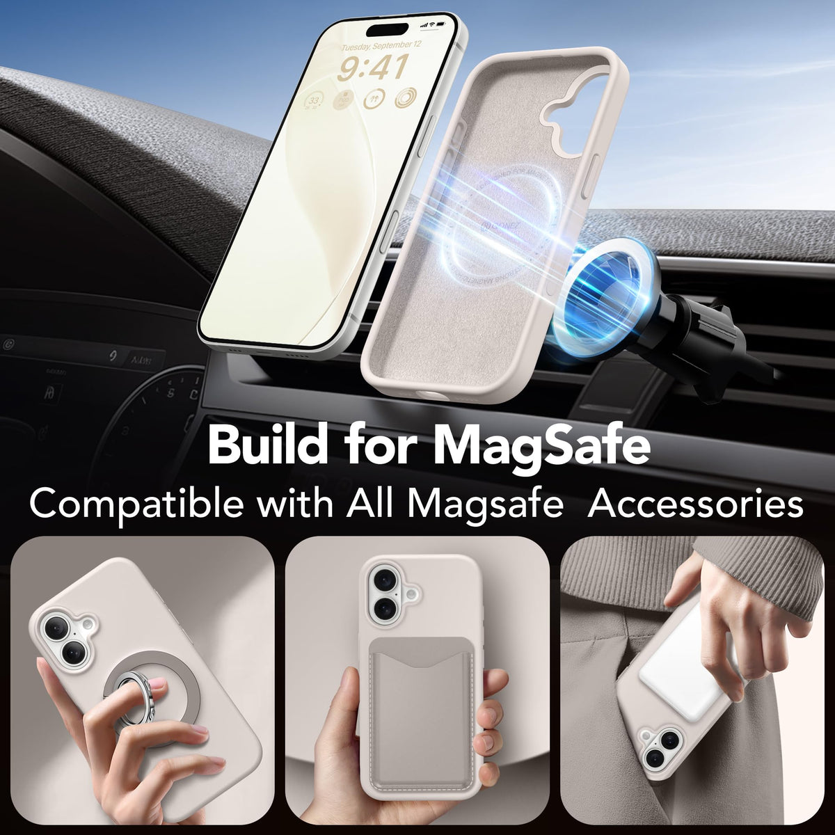 GONEZ Magnetic for iPhone 17 Case, Silicone Cover Stone