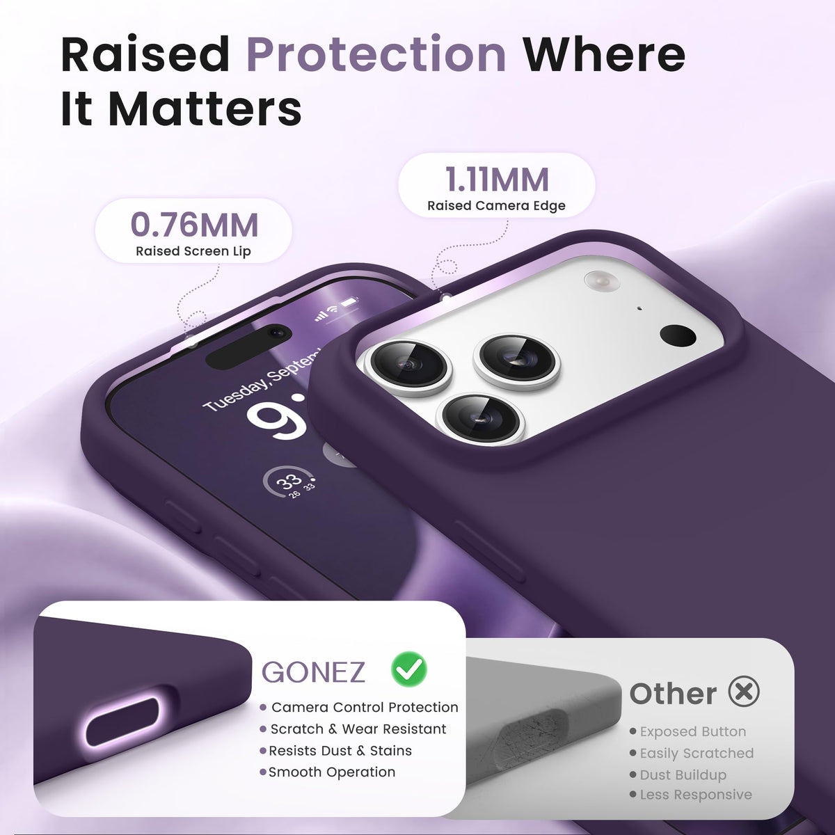 GONEZ for iPhone 18 Pro Case, Deep Purple