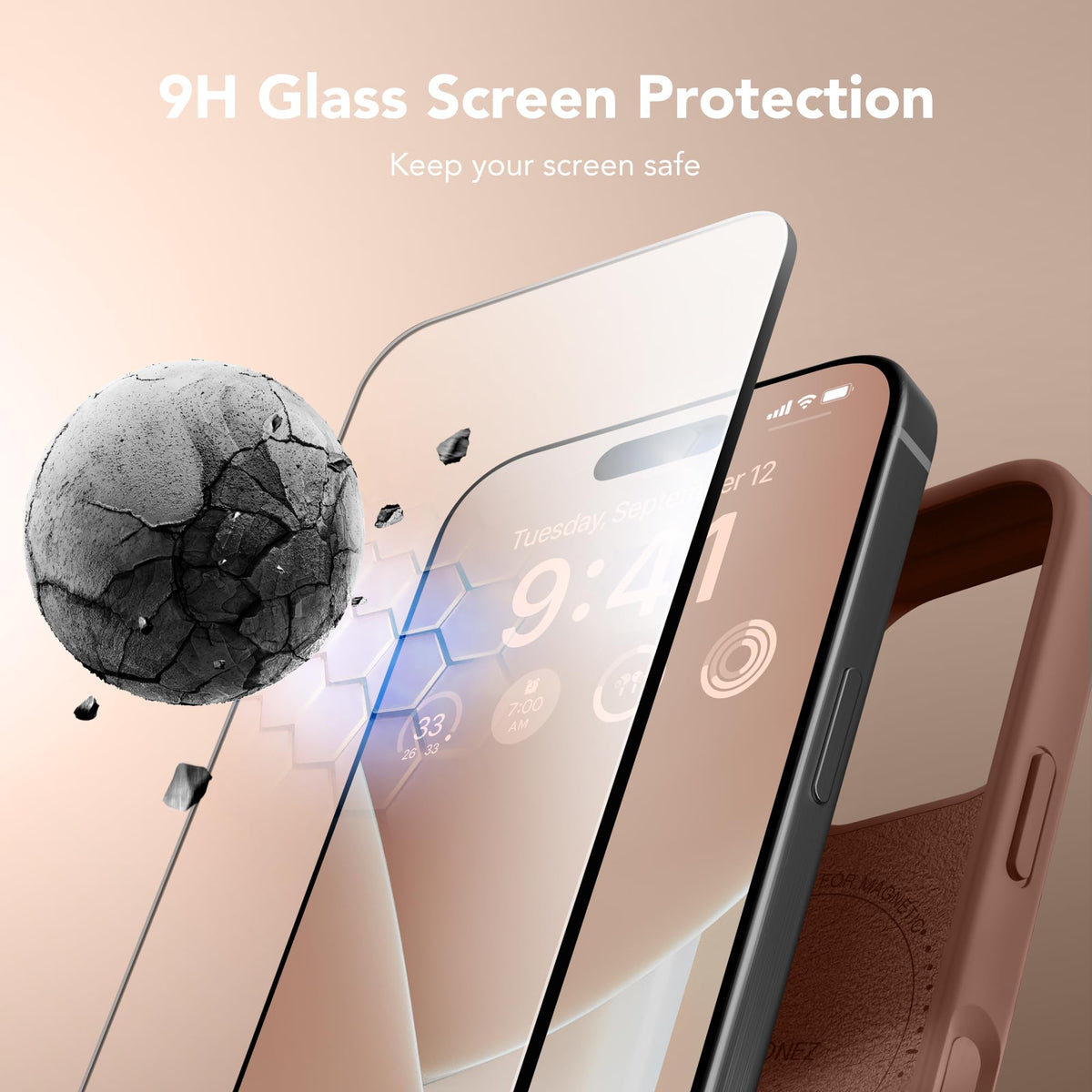 GONEZ Magnetic for iPhone 16 Pro Case, Silicone Cover Brown