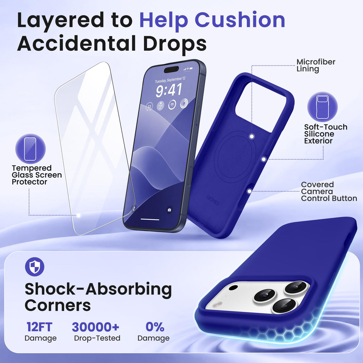 GONEZ for iPhone 18 Pro Max Case, Deep Blue