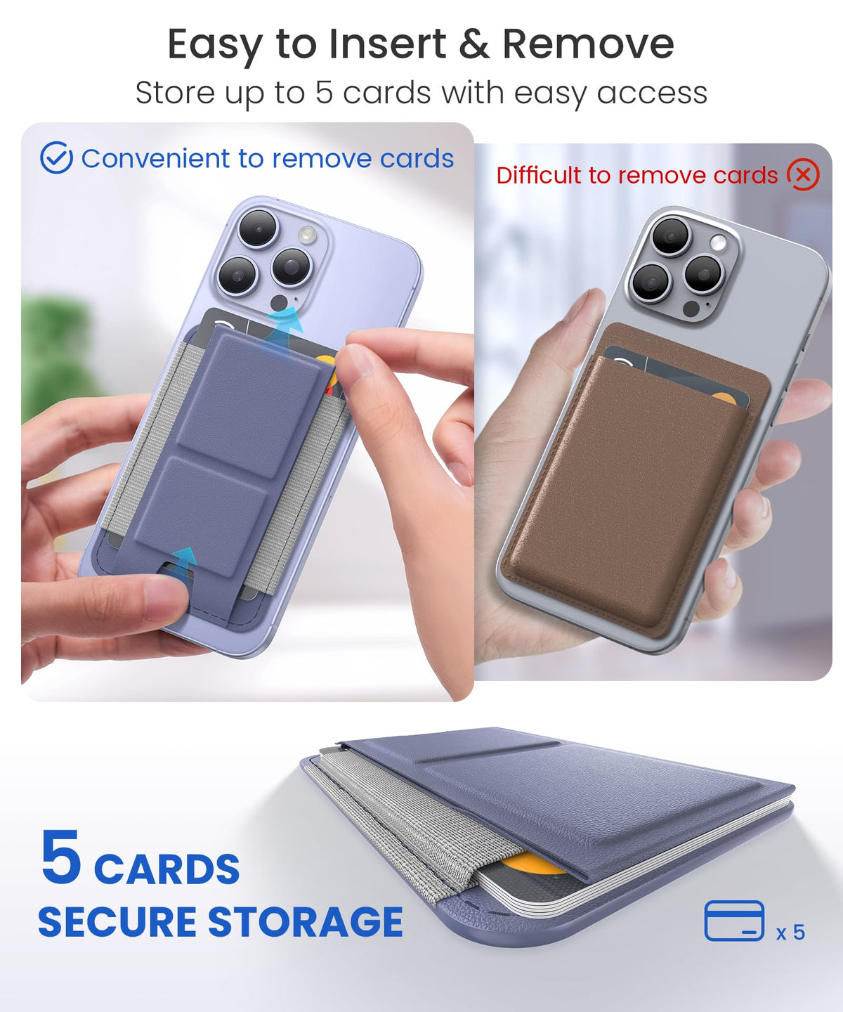 GONEZ for MagSafe Wallet with Stand,Lavender Gray