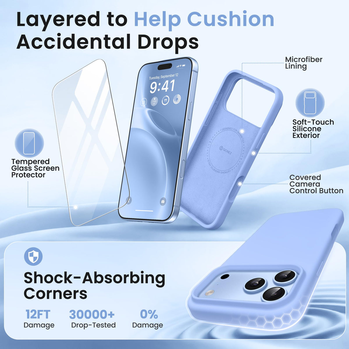 GONEZ for iPhone 18 Pro Case, Gulf Blue