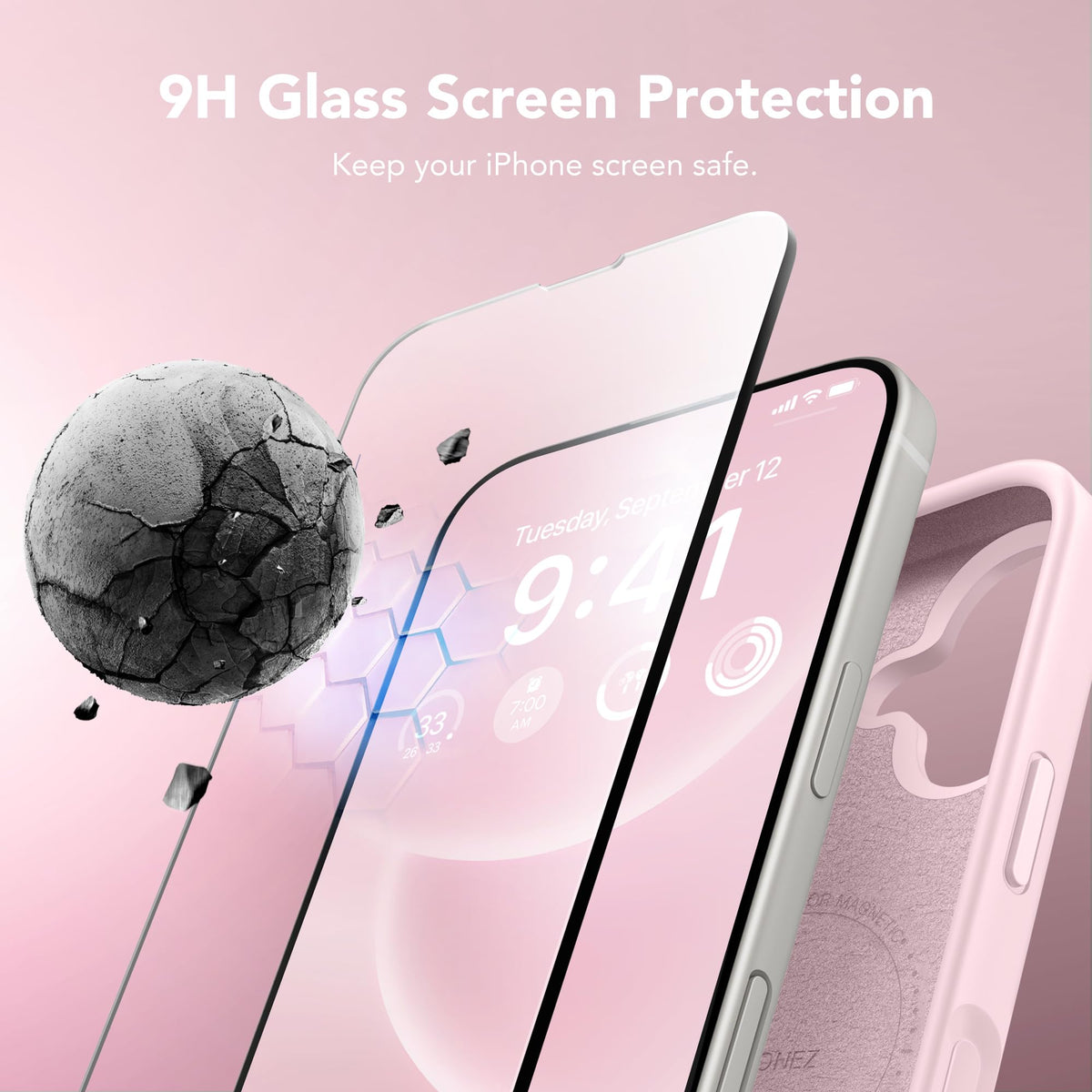GONEZ Magnetic for iPhone 16 Case, Silicone Cover Chalk Pink