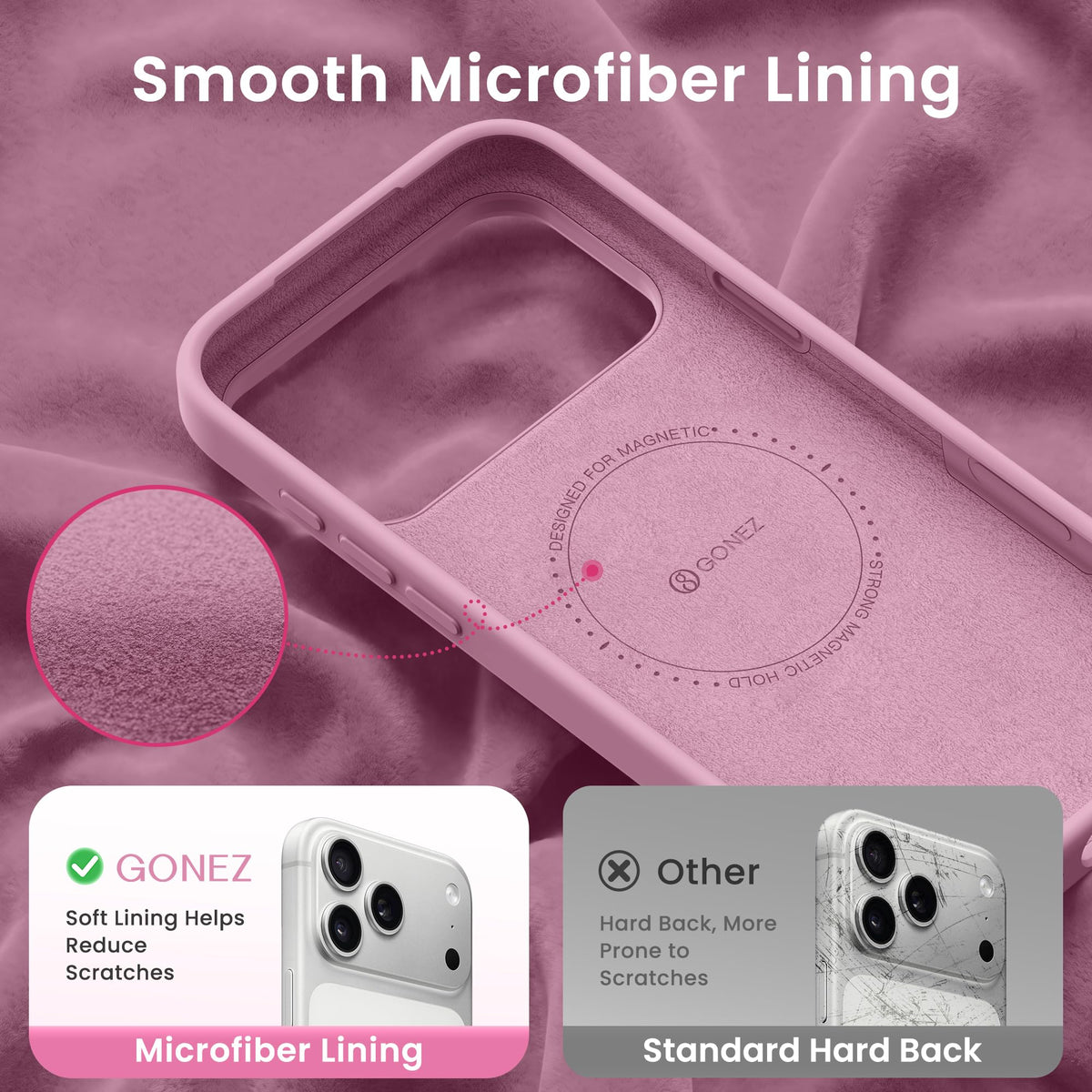 GONEZ Magnetic for iPhone 18 Pro Case/iPhone 17 Pro Case, Silicone Cover Blackcurrant