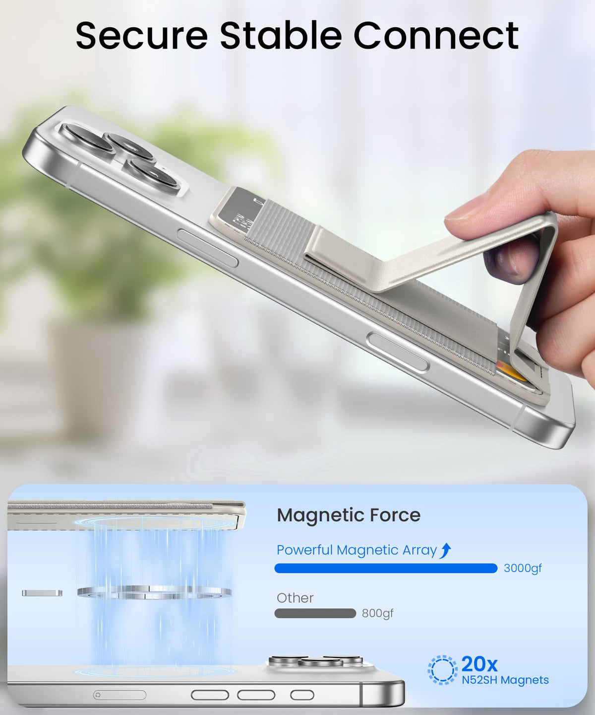 GONEZ for MagSafe Wallet with Stand, Stone
