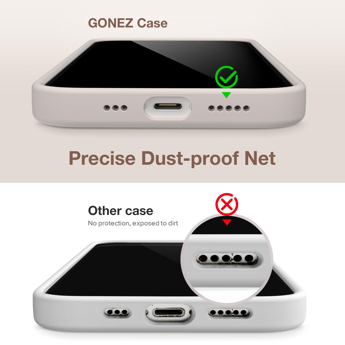 GONEZ Magnetic for iPhone 13/14 Case, Silicone Cover Stone