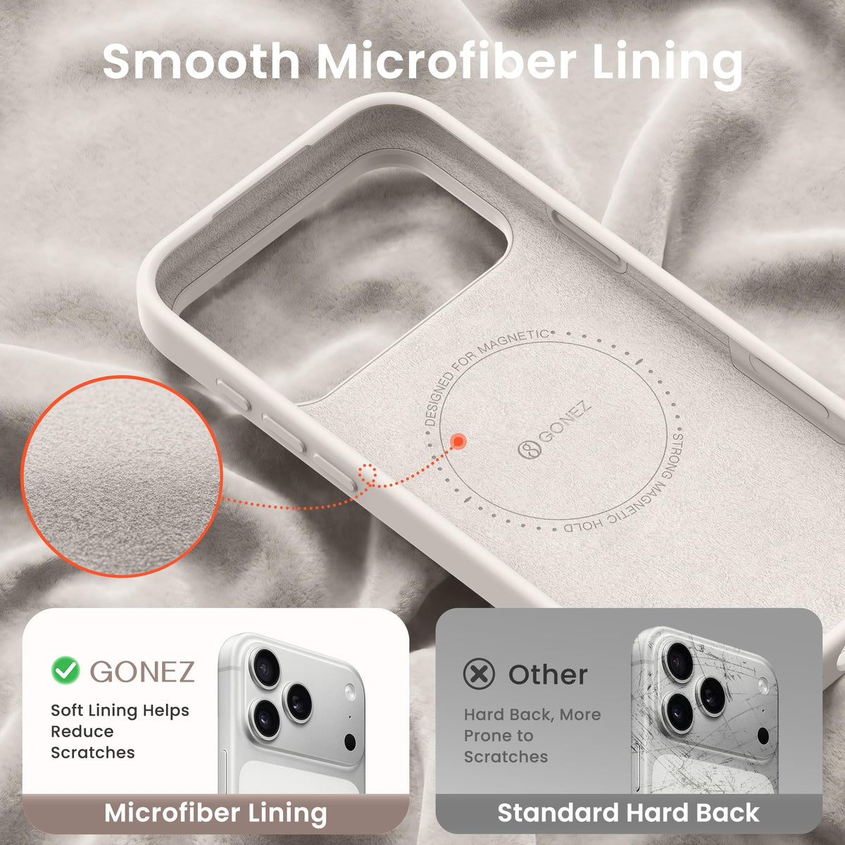 GONEZ Magnetic for iPhone 18 Pro Max Case/iPhone 17 Pro Max Case, Silicone Cover Stone