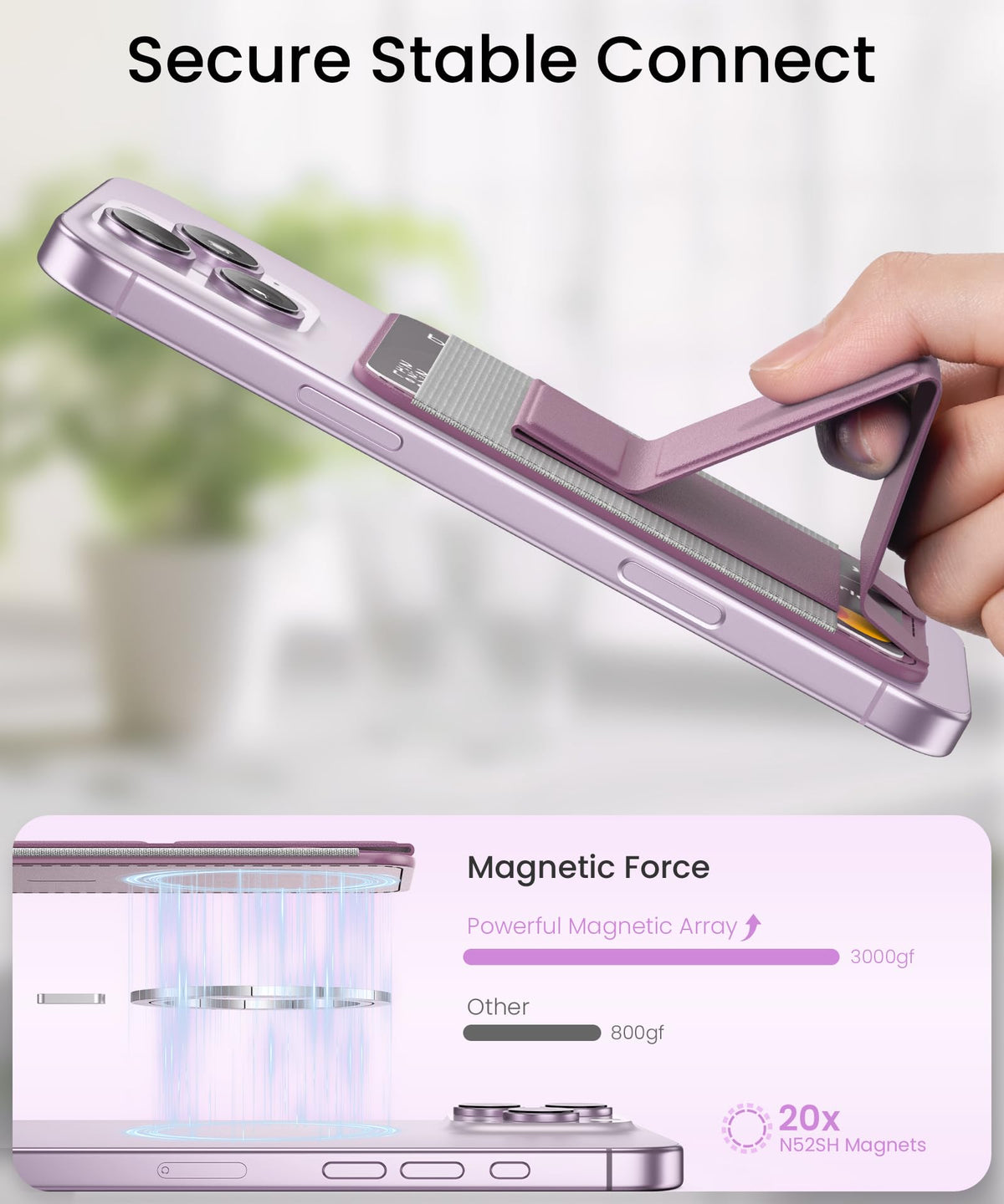 GONEZ for MagSafe Wallet with Stand, Blackcurrant