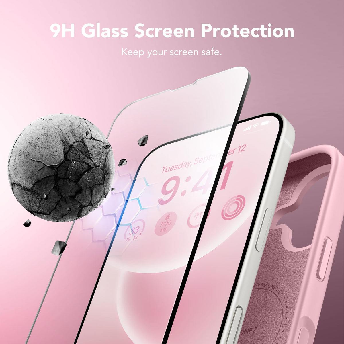 GONEZ Magnetic for iPhone 17 Case, Silicone Cover Peach Pink