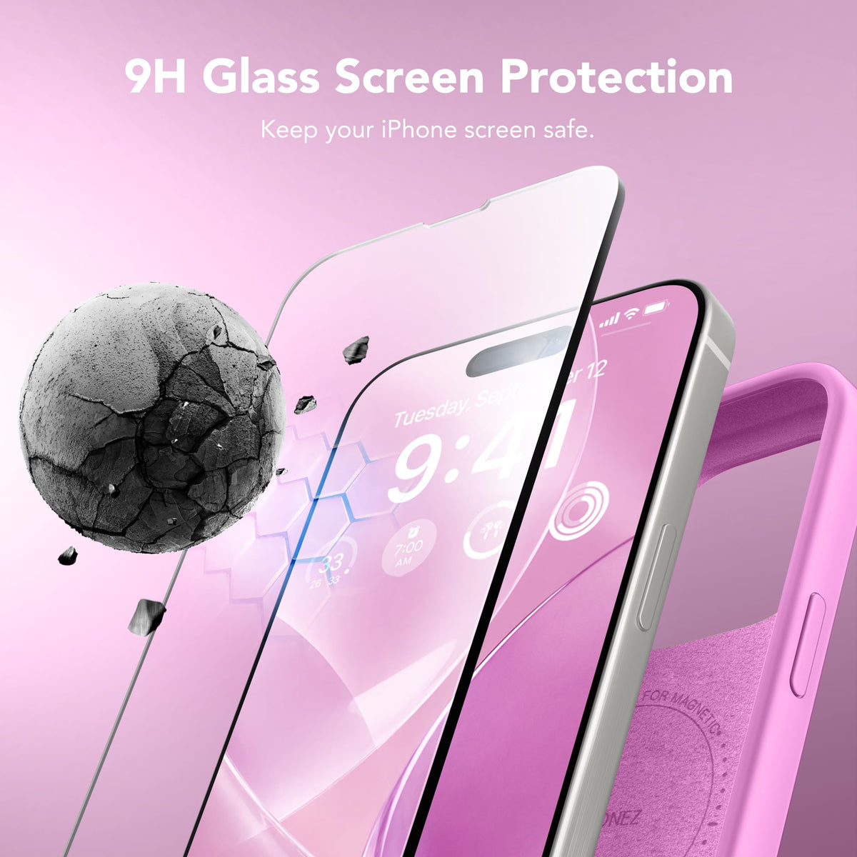 GONEZ Magnetic for iPhone 15 Pro Max Case, Silicone Cover Cherry Blossom