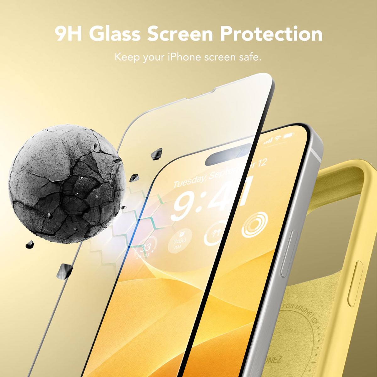 GONEZ Magnetic for iPhone 15 Pro Case, Silicone Cover Buttercream Yellow