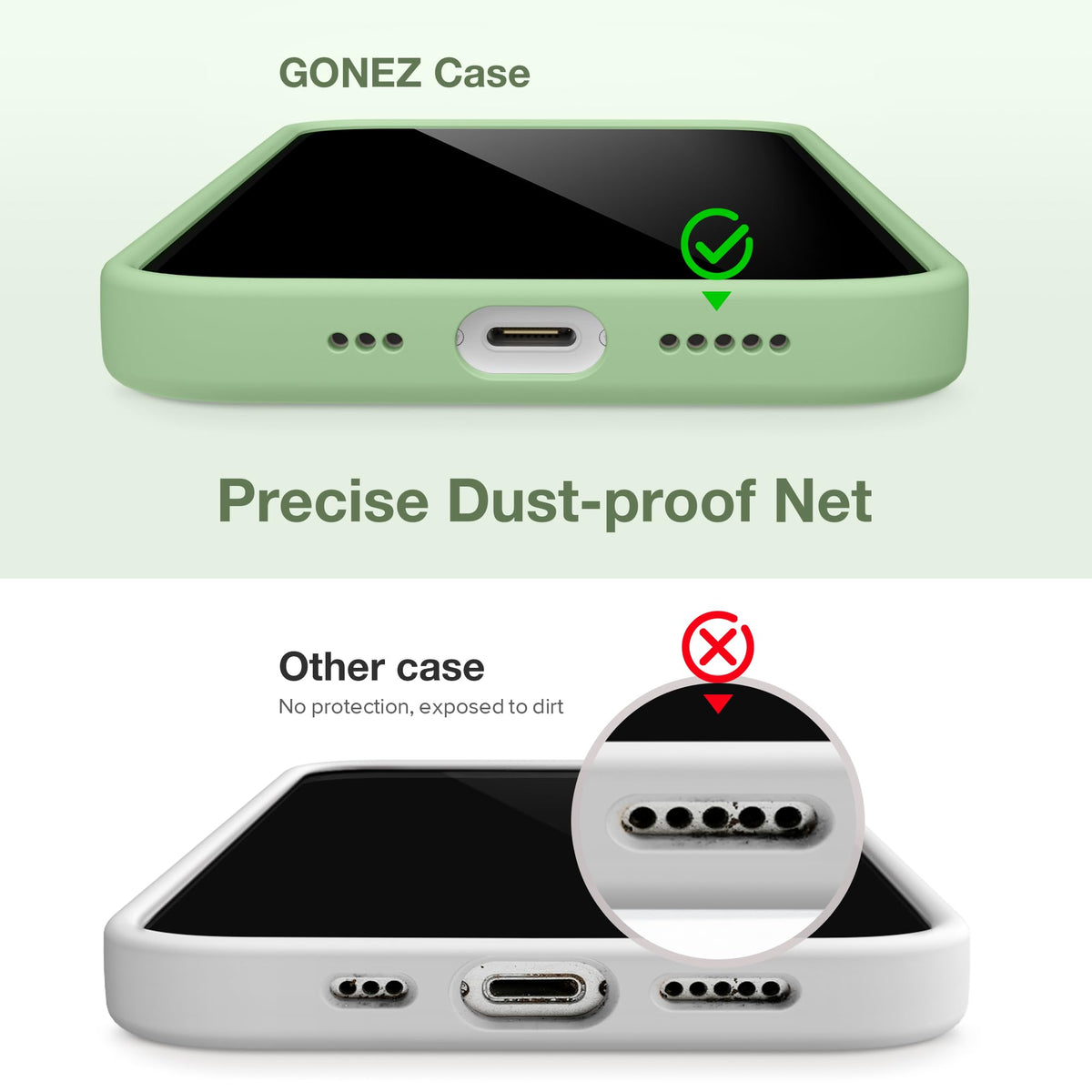 GONEZ for iPhone 15 Case, Liquid Silicone Case