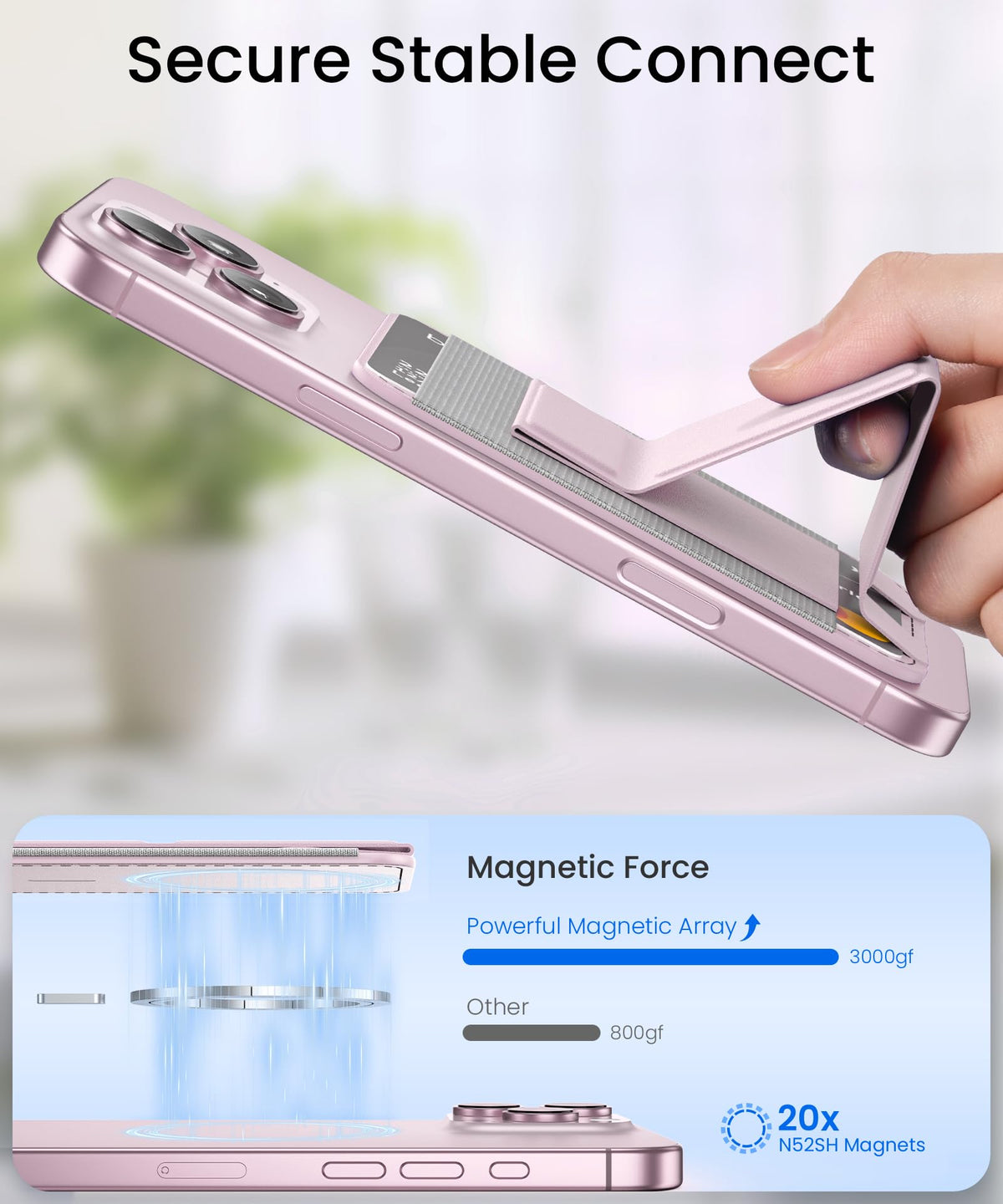 GONEZ for MagSafe Wallet with Stand,Pink
