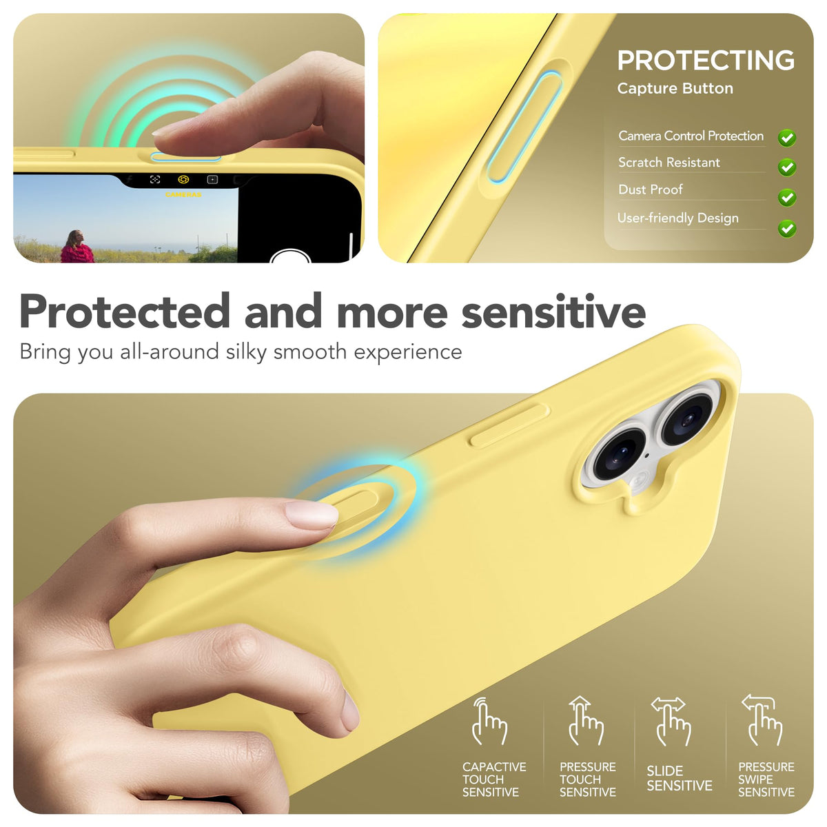GONEZ Magnetic for iPhone 16 Case, Silicone Cover Buttercream Yellow