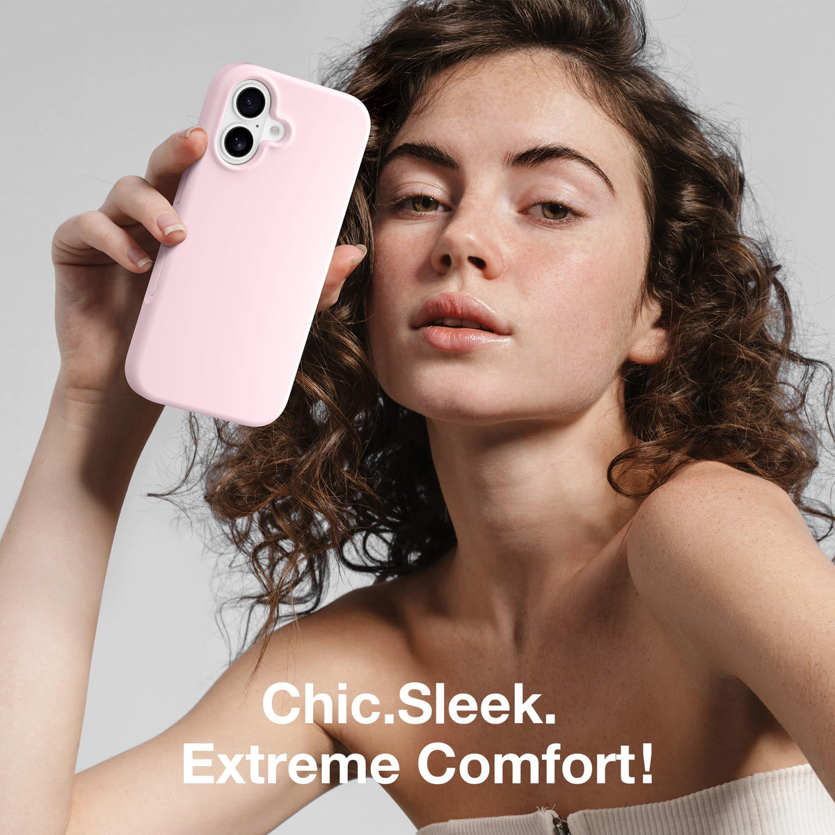 GONEZ Magnetic for iPhone 16 Case, Silicone Cover Chalk Pink