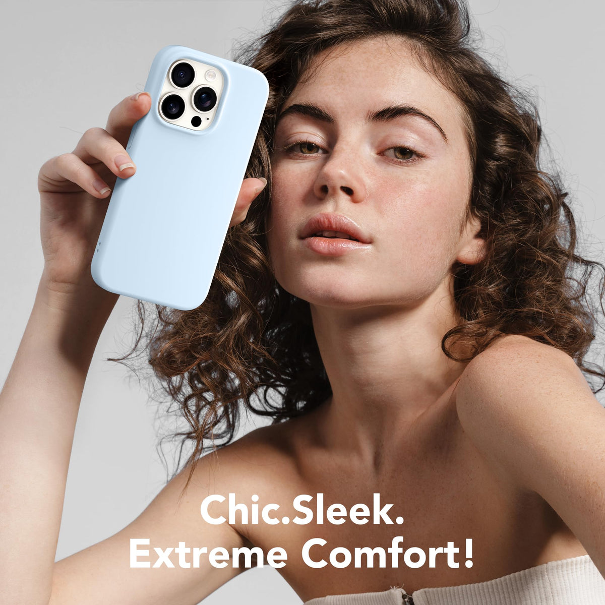 GONEZ Magnetic for iPhone 15 Pro Max Case, Silicone Cover Blue