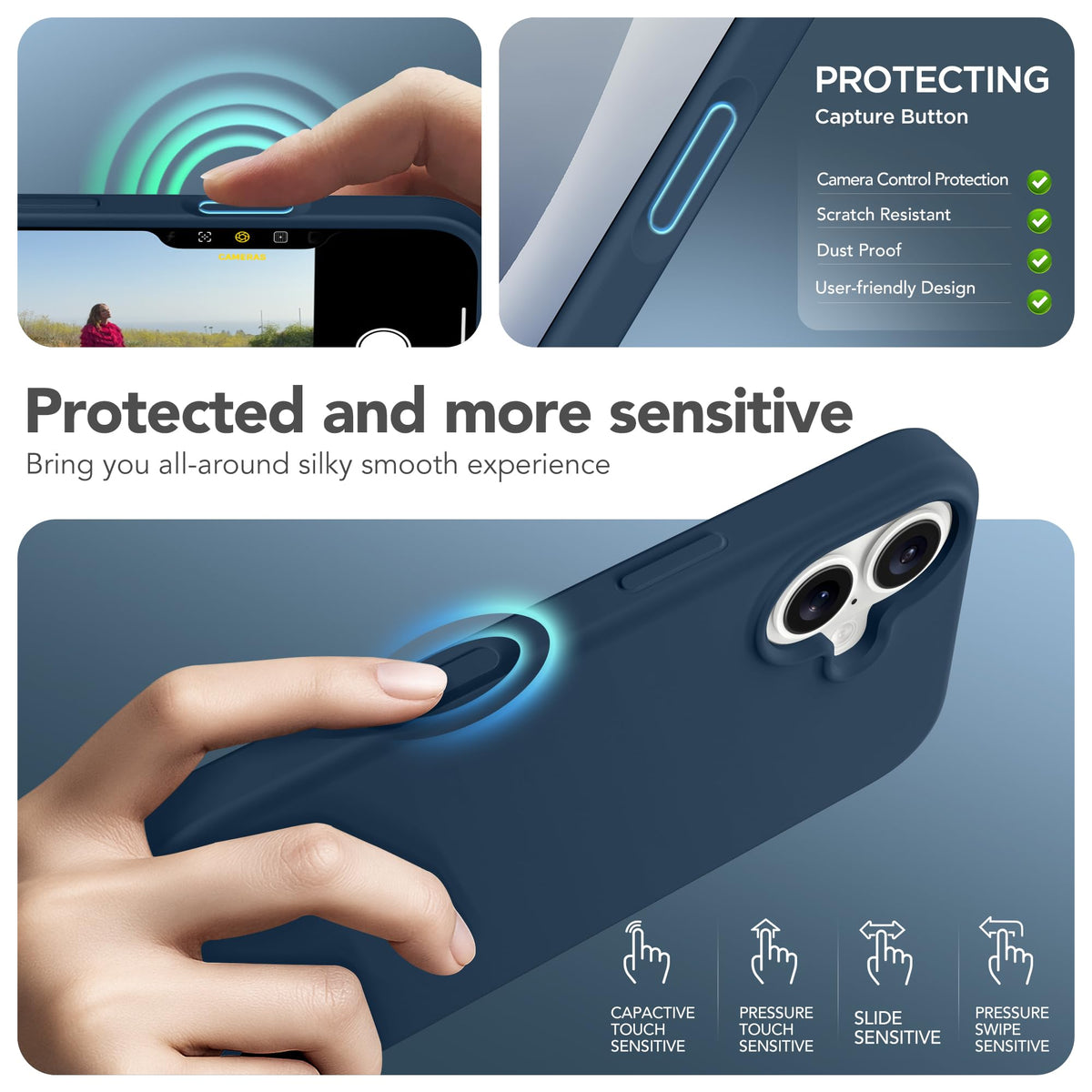 GONEZ Magnetic for iPhone 17 Case, Silicone Cover Dark Blue