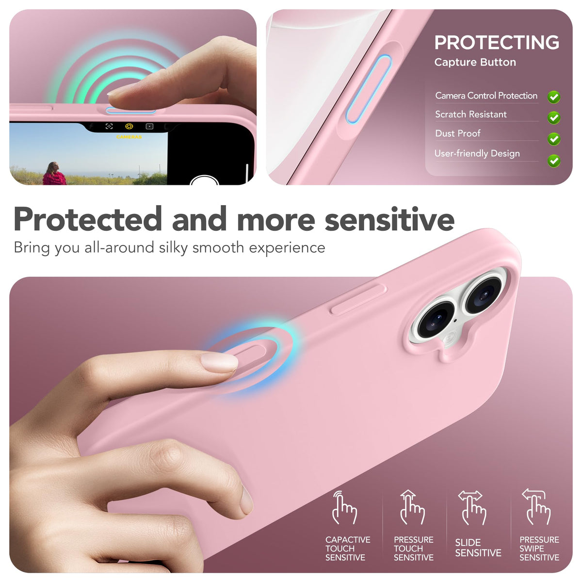 GONEZ Magnetic for iPhone 17 Case, Silicone Cover Peach Pink