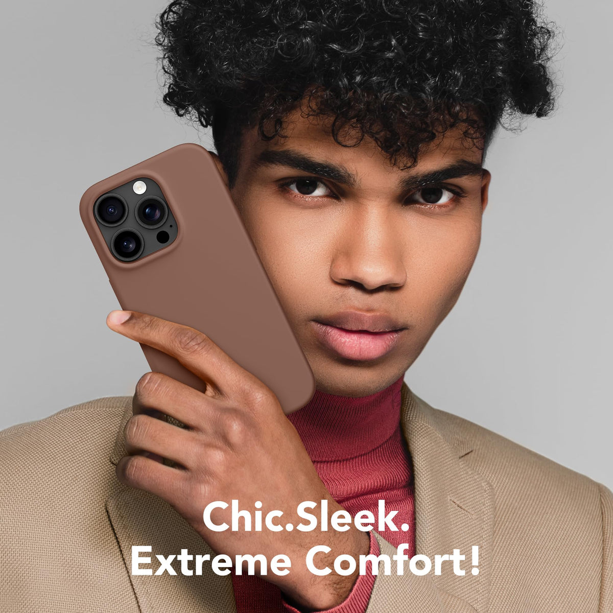 GONEZ Magnetic for iPhone 16 Pro Case, Silicone Cover Brown