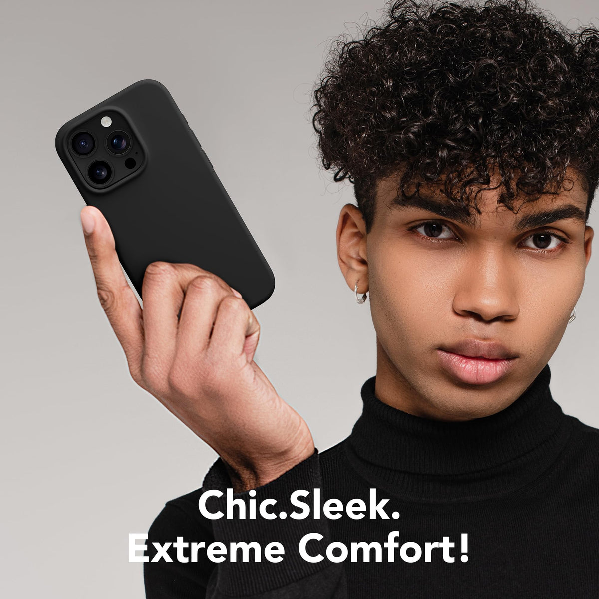 GONEZ Magnetic for iPhone 15 Pro Case, Silicone Cover Black