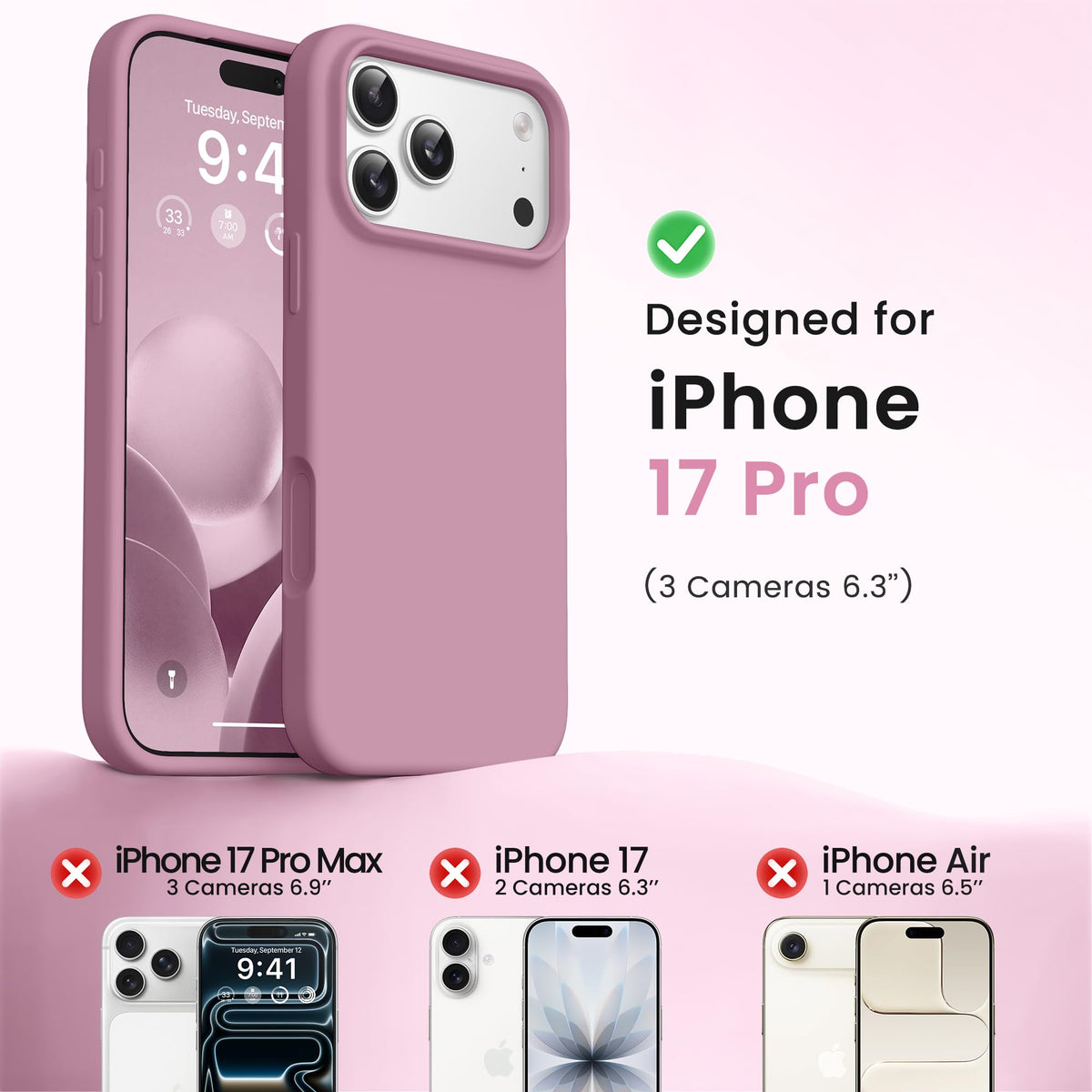 GONEZ Magnetic for iPhone 18 Pro Case/iPhone 17 Pro Case, Silicone Cover Blackcurrant