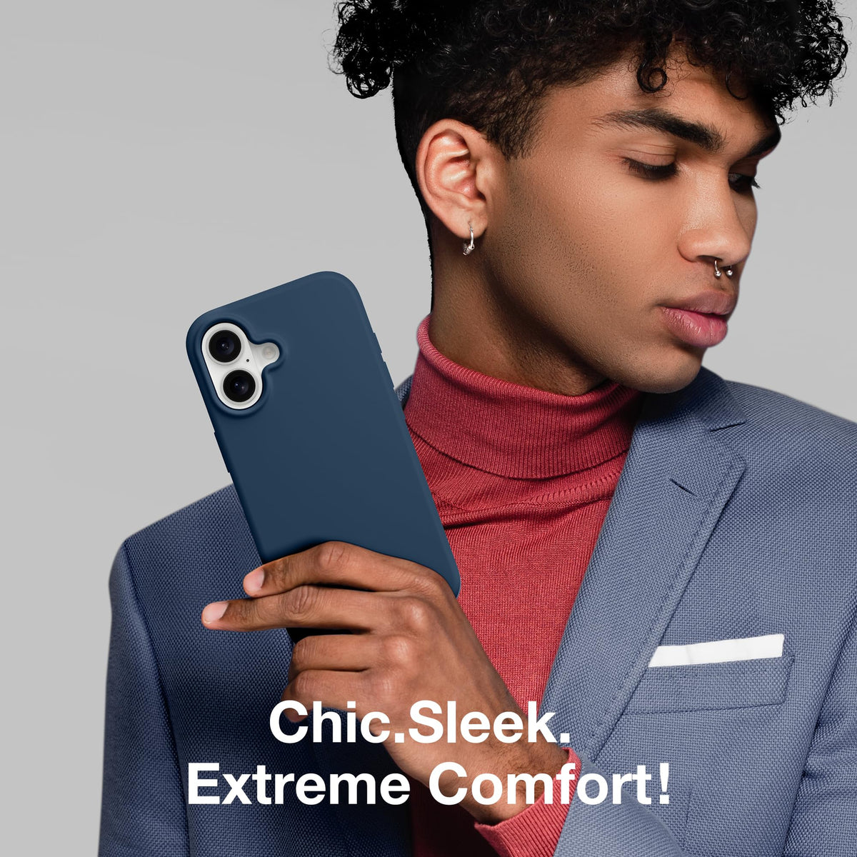 GONEZ Magnetic for iPhone 17 Case, Silicone Cover Dark Blue