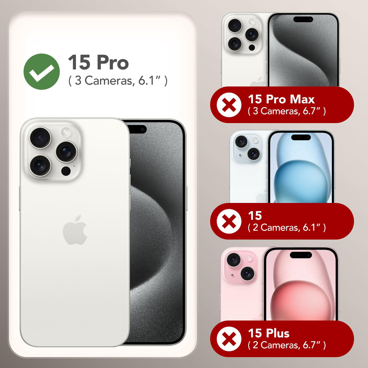 GONEZ Magnetic for iPhone 15 Pro Case, Silicone Cover Stone