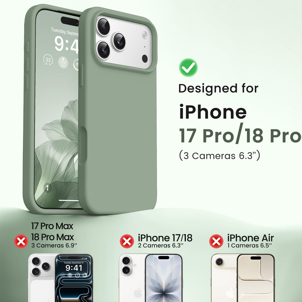 GONEZ for iPhone 18 Pro Case, Light Green