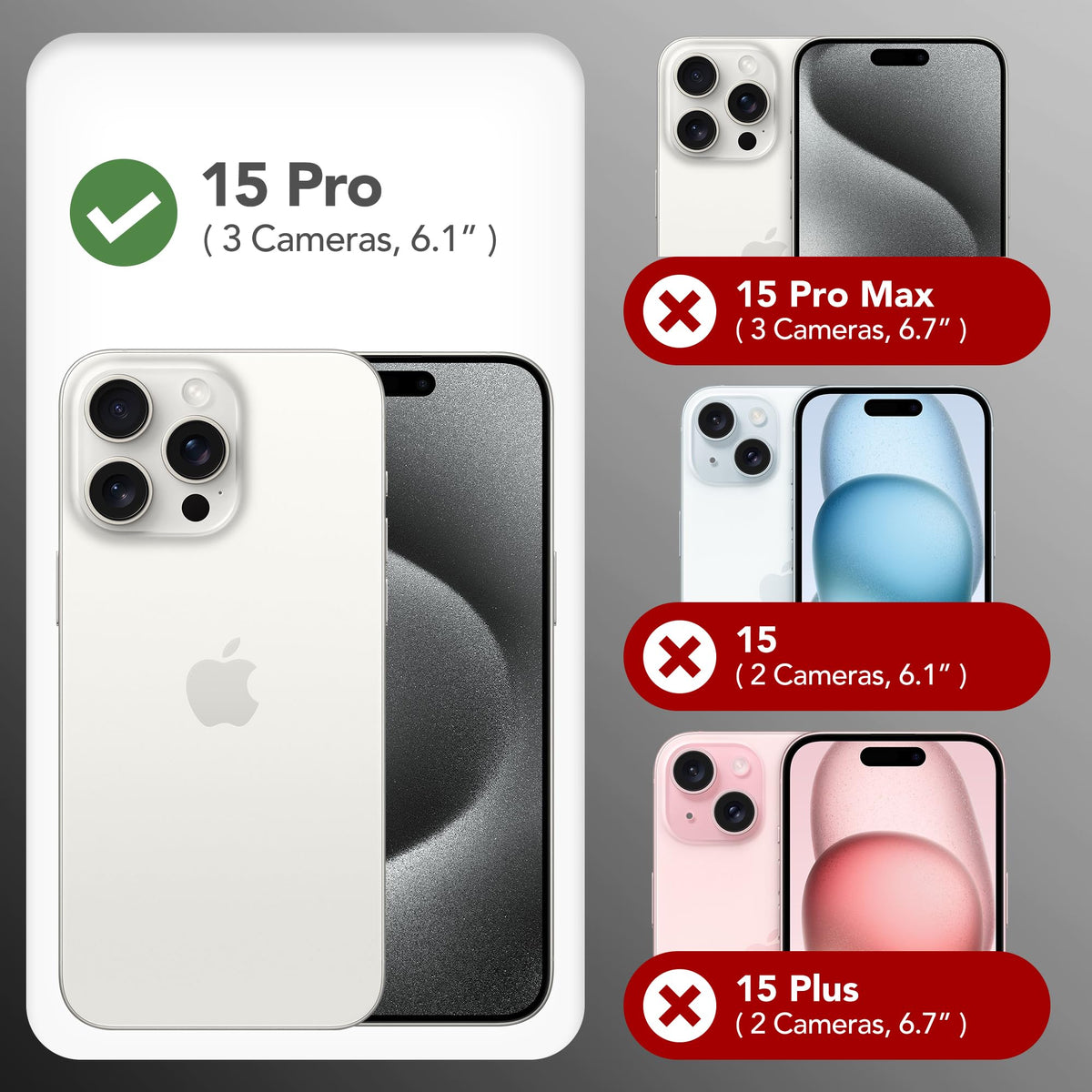 GONEZ Magnetic for iPhone 15 Pro Case, Silicone Cover Black